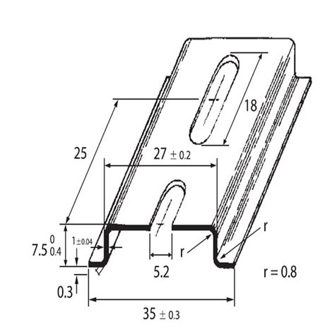 PR-TS 35/F5A 1m DIN-lišta 35x7,5 - děrovaná, šířka otvoru 5,2mm, pasivovaná