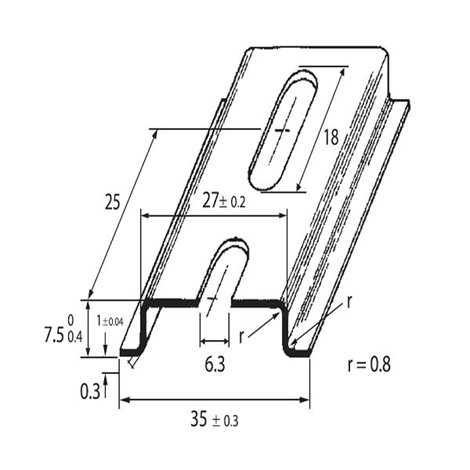 PR-TS 35/F6 2m DIN-lišta 35x7,5 - děrovaná, šířka otvoru 6,3mm, pasivovaná (OMEGA 3F) 1