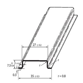 PR-TS 35 2m DIN-lišta 35x7,5 - neděrovaná, pasivovaná (OMEGA 3)