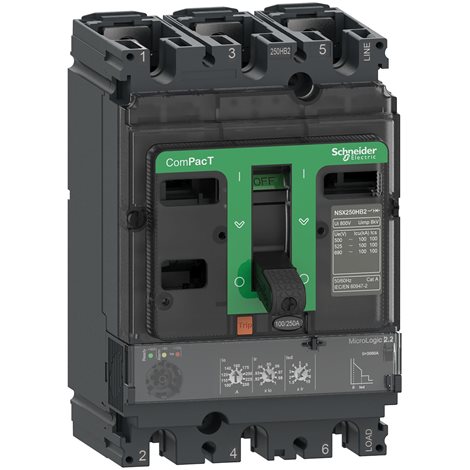 C10N32D100 Jistič, ComPacT NSX100N, 50 kA/415 V AC, 3pólový, MicroLogic 2.2 jednotka spouští 100 A