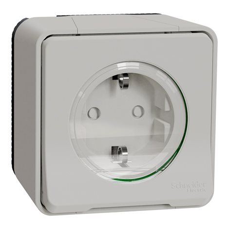 MUR39034 Kompletní Zásuvka 16A SCHUKO, clonky, bezšroubová, IP55, bílá