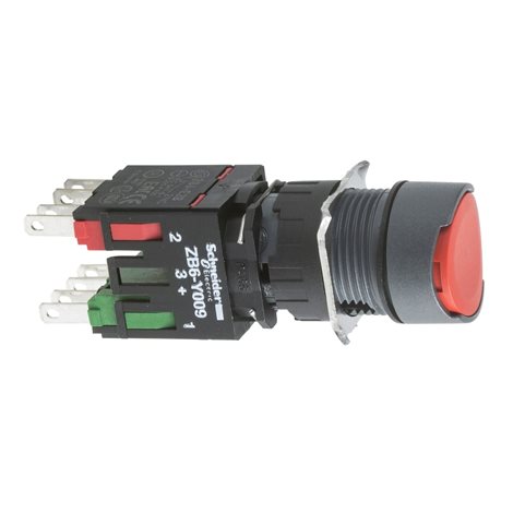 XB6AA45B Ovládač stiskací, lícující s návratem, 1 Z + 1 V - rudý