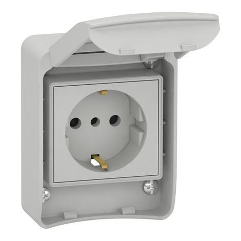 81141 Zásuvka 16A 2P+PE 250V IP55 šedá Schuko