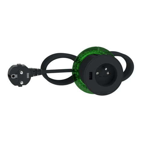 INS44007 Unica System+ - Stolní box XS se zásuvkou 250V/16A + nabíječkou USB A 3.1A,Antrct