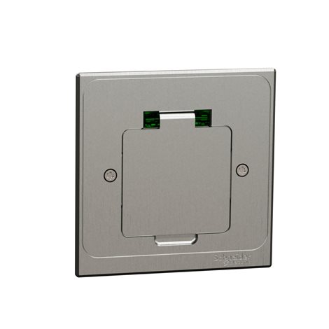 INS52102 Unica System+ - Podlahová krabice XS se zásuvkou 250V/16A, IP44,kov. čtverc. šedá