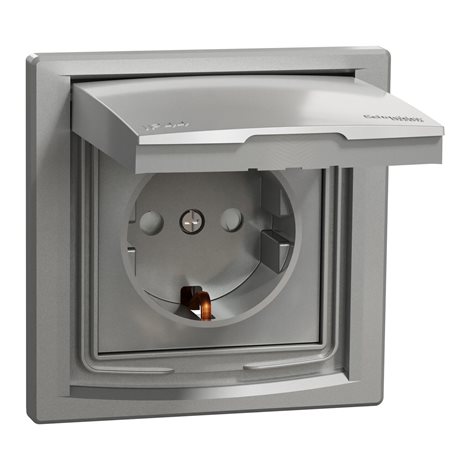 EPH3100361 Zásuvka SCHUKO, clonky, IP44, alu