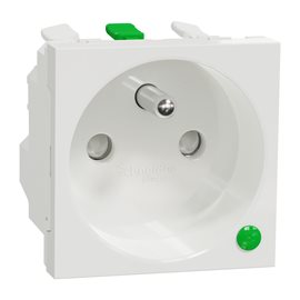 NU305918EP Unica - Zásuvka s přepěťovou ochranou 250V/16A 2P+E, clonky, bezšroubová, Bílá