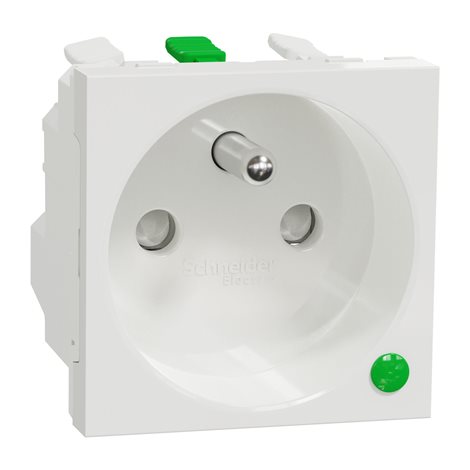 NU305918EP Unica - Zásuvka s přepěťovou ochranou 250V/16A 2P+E, clonky, bezšroubová, Bílá