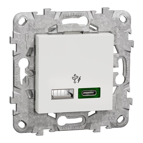 NU501318 Dvojité rychlonabíjecí USB A+C (45W), Nová Unica, Bílá 2
