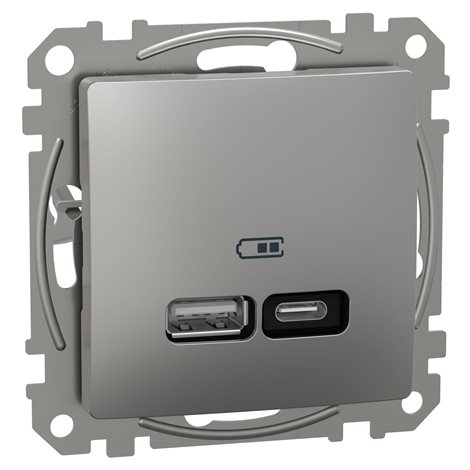 SDD113405 USB A+C rychlonabíječka 21W, Aluminium