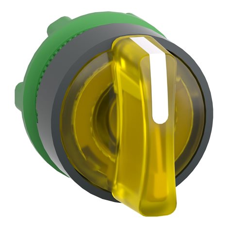 ZB5AK1383 Hlava pro prosvětlený přepínač, Harmony XB5, šedý plast, žlutá rukojeť, 22 mm, univerzální