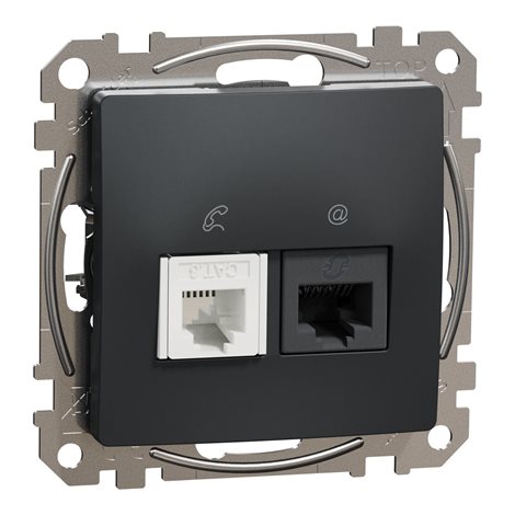SDD114468 Sedna D/E - Datová zásuvka RJ45 kat.6 UTP + telefonní RJ11, Antracit