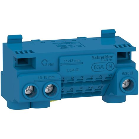 LGYT1N14 Zemnicí svorky, Linergy, šroubové a bezšroubové svorky, 14 otvorů, 3x25 mm² + 11x4 mm², s p