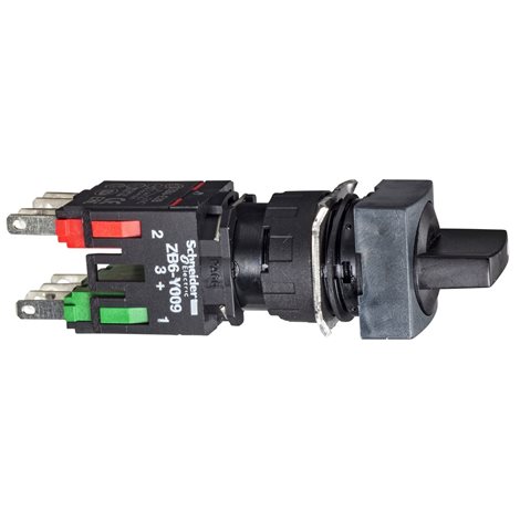 XB6CD235B Otočný ovládač a ovládač se zámkem - 3 polohy, 1 Z + 1 V - černá
