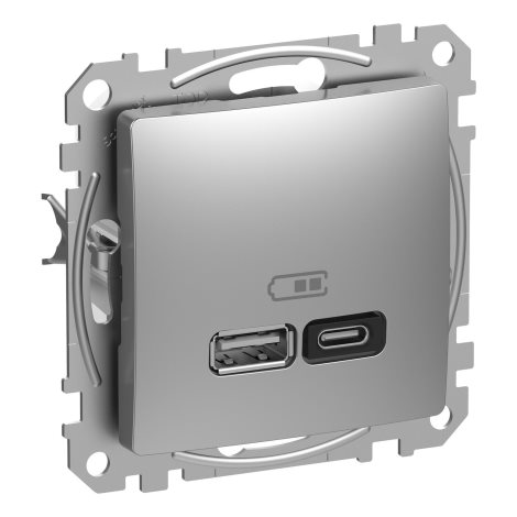SDD113404 Sedna D/E - Dvojitá USB A+C rychlonabíječka 3A 45W, Alu