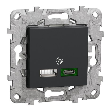 NU501354 Unica - Dvojité nabíjecí USB A+C (45W), Antracit