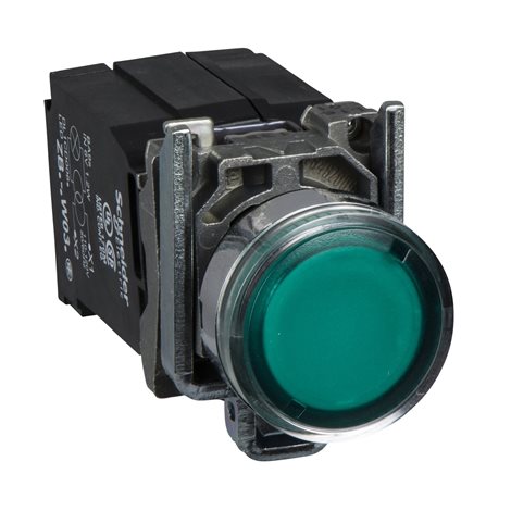 XB4BW3345 Ovládač stiskací prosvětlený, lícující, 1 Z + 1 V, 230...240V, zelený
