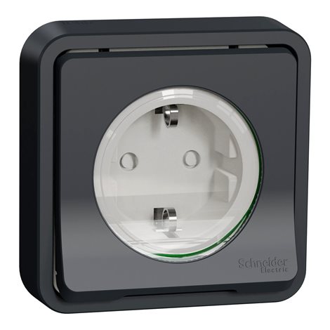 MUR36132 Kompletní Zásuvka 16A SCHUKO, clonky, bezšroubová, IP55, pro zapuštění antracit