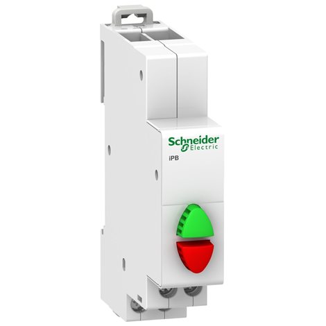 A9E18034 TLAČ. IBP 1ZAP+1VYP ZEL./ČERV. 20A 250V