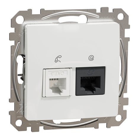 SDD111468 Sedna D/E - Datová zásuvka RJ45 kat.6 UTP + telefonní RJ11, Bílá