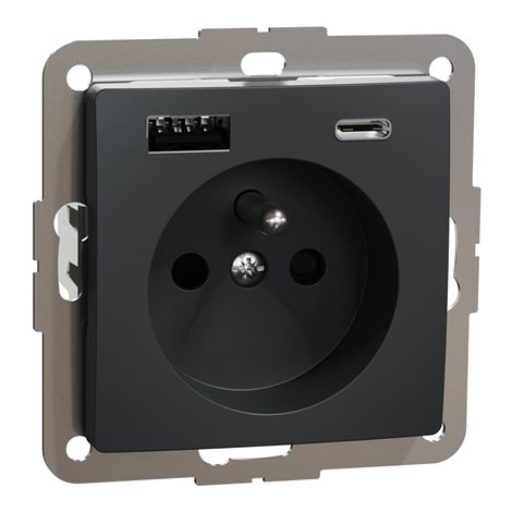 SDD114072 Zásuvka 16A s USB A+C 3A, Antracit 1
