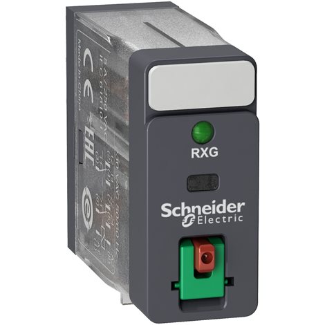 RXG22P7 2 V/Z kontakty, 5 A, 230 V AC, testovací tlačítko a LED