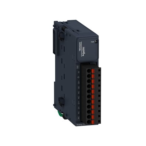 TM3AQ2G Rozšiřující karta, 2AO (+/-10V, 0-10V, 0-24mA, 4-24mA; 12bit) - pružinové svorky