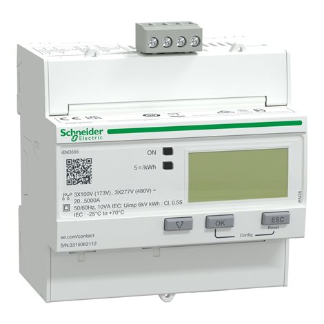 A9MEM3555 Elektroměr iEM3555, nepřímé měření, komunikace Modbus, rogowski cívka