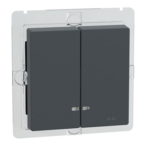 MEG3424-0414 Kryt spínače dvojitý s průzory, Merten System M, IP44, Antracit