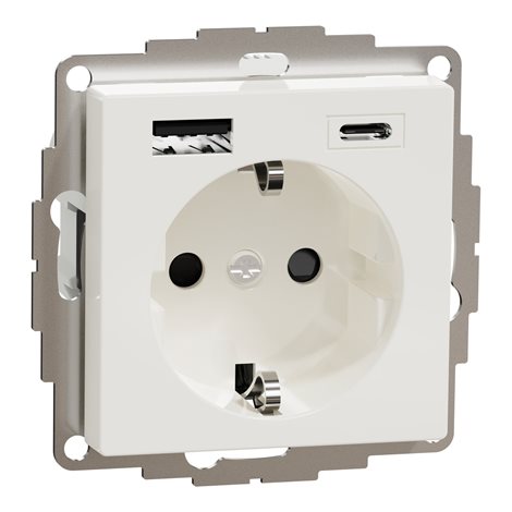 MTN2367-0319 Merten - Zásuvka 250V/16A SCHUKO + USB A+C 3A, System M, Polar