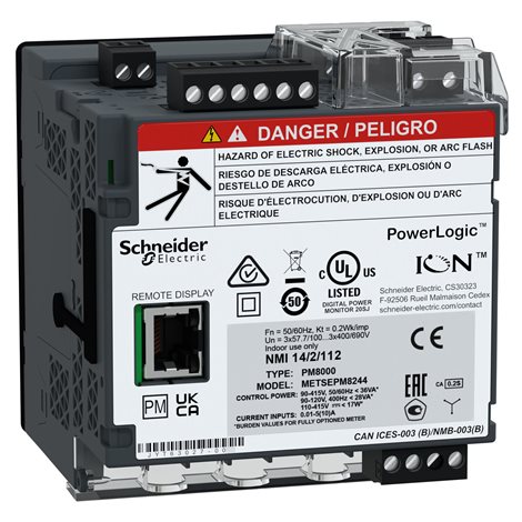 METSEPM8244 Analyzátor PM8244 s ext displejem pro montáž na DIN lištu