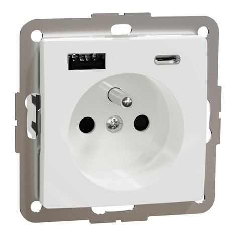 SDD111072 Zásuvka 16A s USB A+C 3A, Bílá 1