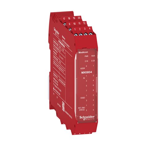 XPSMCMMX0804 Safety v/v modul 8 vstupů, 4 výstupy šroubová svorkovnice