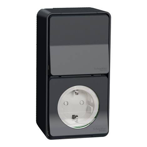 MUR36024 Kompletní Zásuvka 230V SCHUKO + spřepínač střídavý ř.6, IP55, antracit