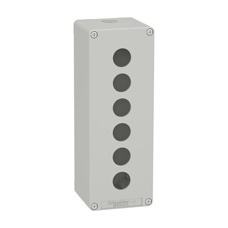 XAPD4506 Skříň kovová, Šedá, M25 6 otvorů, 22MM 80X220X77 UL CSA