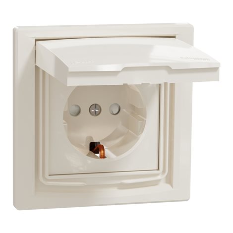 EPH3100323 Zásuvka schuko, clonky, IP44, krémová