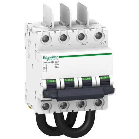 A9N61690 Odpínač, Acti9 C60NA-DC, fotovoltaický, 2P, 50A pro 700VDC, 32A pro 800VDC a 20A pro 1000VD