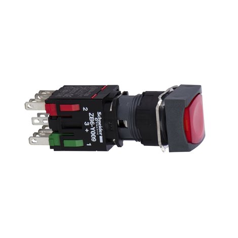 XB6CW4B5B Ovládač stiskací prosvětlený lícující s návratem, 1 Z + 1 V - rudý