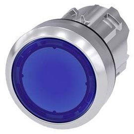 3SU1051-0AB50-0AA0 Illuminated pushbutton, 22 mm, round, metal, shiny, blue, pushbutton