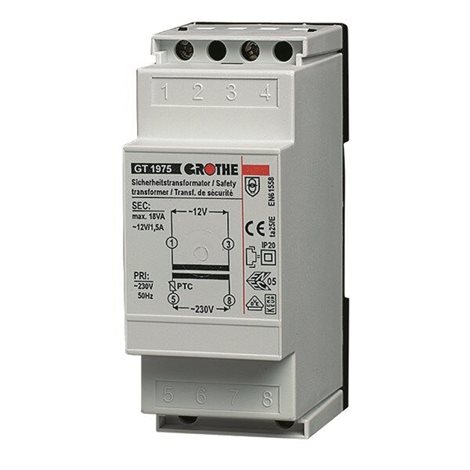 14049 Zvonkový transformátor GT 3139 S, ~8 / 12V (1,5/1,0A), 2 DIN