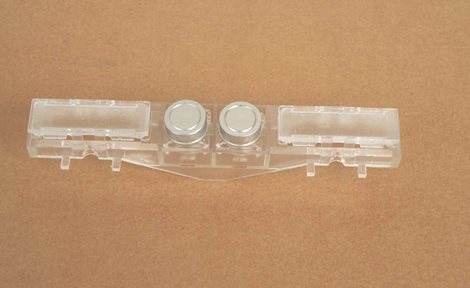RC0041C Dvojitý držák jmenovky se 2 tlačítky pro antivandal panel  6 mm (včetně jmenovek) 3