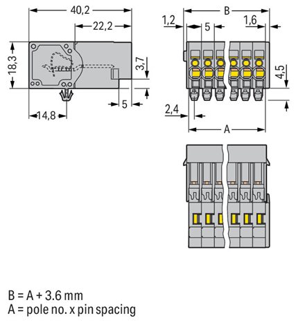 769-605/001-000 1vodičový konektor s pájecími piny CAGE CLAMP®, šedá 2
