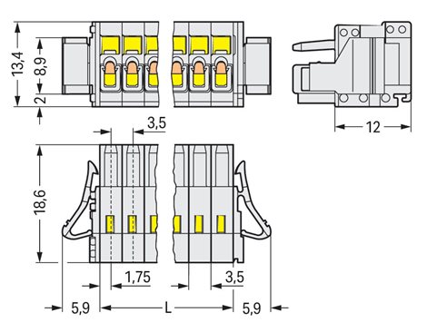 734-105/037-000/033-000 1vodičová pružinová svorkovnice CAGE CLAMP®, Světle šedá 2