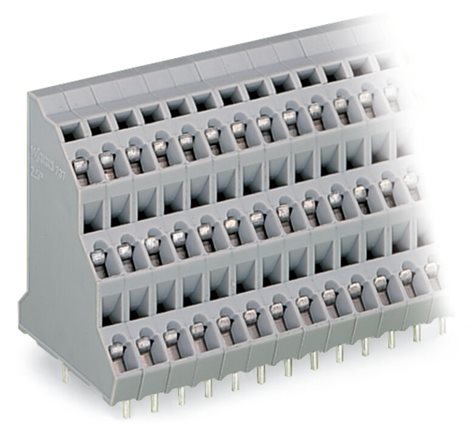 737-208 Třípatrová svorka na desky pl. spojů 2,5 mm² Rozteč 5 mm 3 x 8-pól.CAGE CLAMP 1