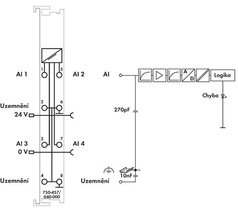 750-457/040-000 4AI 4kanálový analogový vstup ±10 V DC SE, Tmavě šedá 2