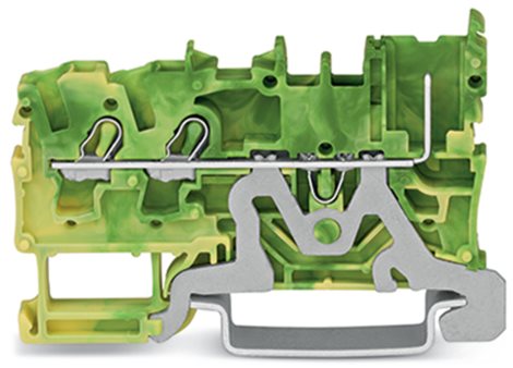 2022-1307 Základní svorka PE – 2 vodiče / 1 pin Zeleno-žlutá