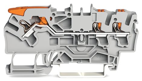 2102-5303 3vodičová průchozí svorka s páčkou a tlačítkem 2,5 mm², Červená 1