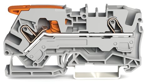 2106-1201 2vodičová průchozí svorka, s páčkou, 6 mm², Šedá 1