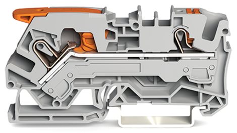 2106-5201 2vodičová průchozí svorka, s páčkou a tlačítkem 6 mm², Šedá 1