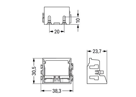 221-509/002-006 UPEVŇOVACÍ ADAPTÉR pro 10vodičové konektory Řada 221 – 4 mm2, Modrá 2